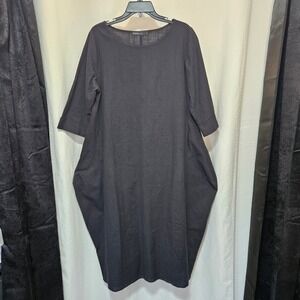 Celmia Collection Black cotton Dress lagen look minimalist capsule boho sz Lg